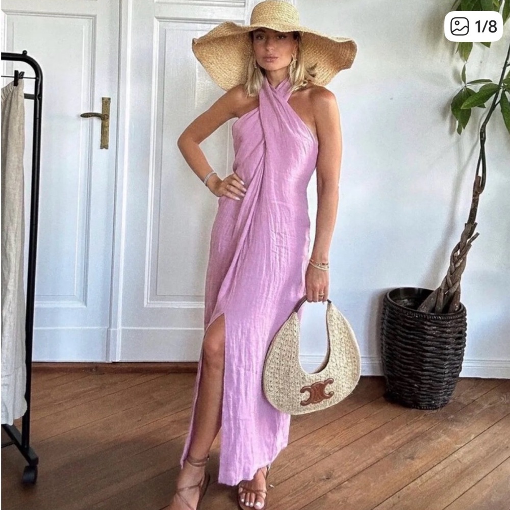 Zara Cross-neck Linen Dress